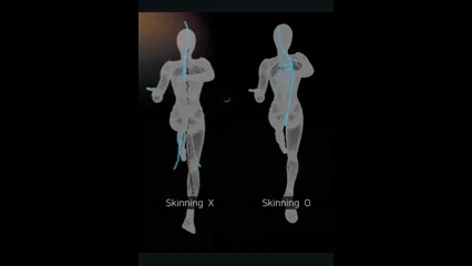 절단된 버텍스(파랑)는 움직이지 않는 모습(왼쪽) / 절단된 버텍스(파랑)가 움직이는 모습(오른쪽) 이미지