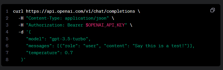 ChatGPT curl 예제